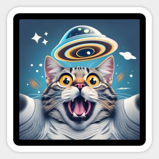 Cat Selfie With UFO Sticker